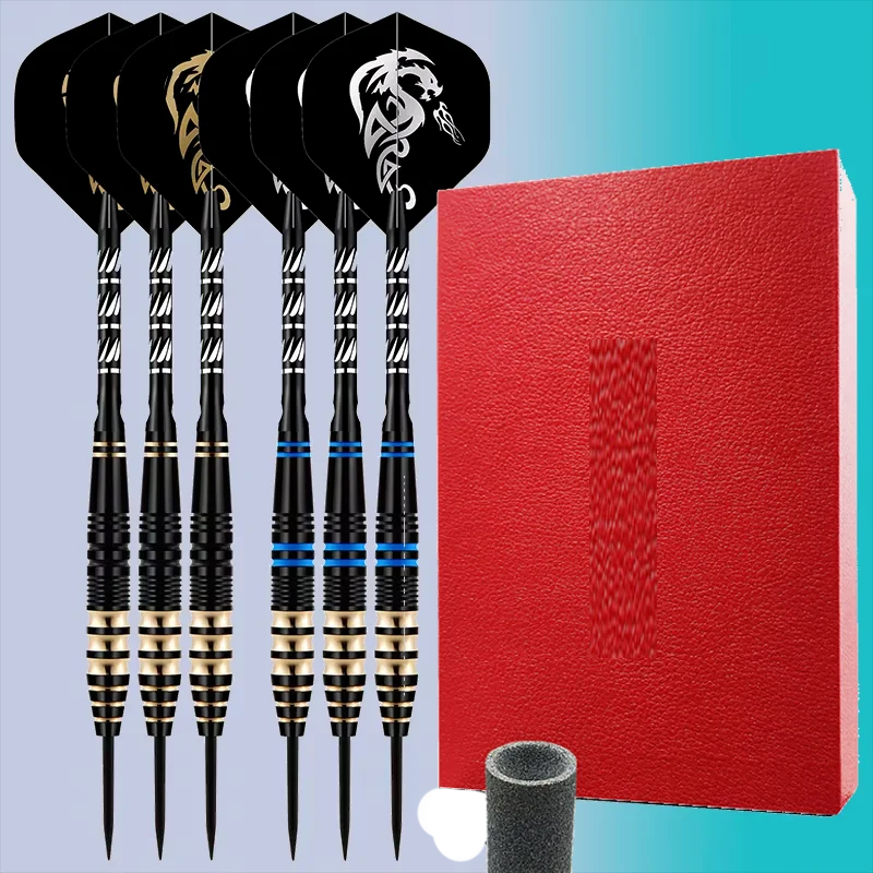 Elite 6-Piece 23g Tungsten Steel Tip Darts Set with Premium Gift Case