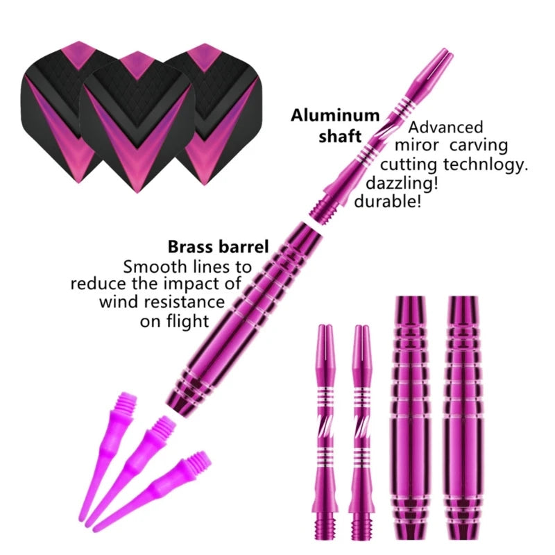Premium Soft Tip Darts Set – Aluminium Shafts, Brass Barrels & PET Flights with Storage Case