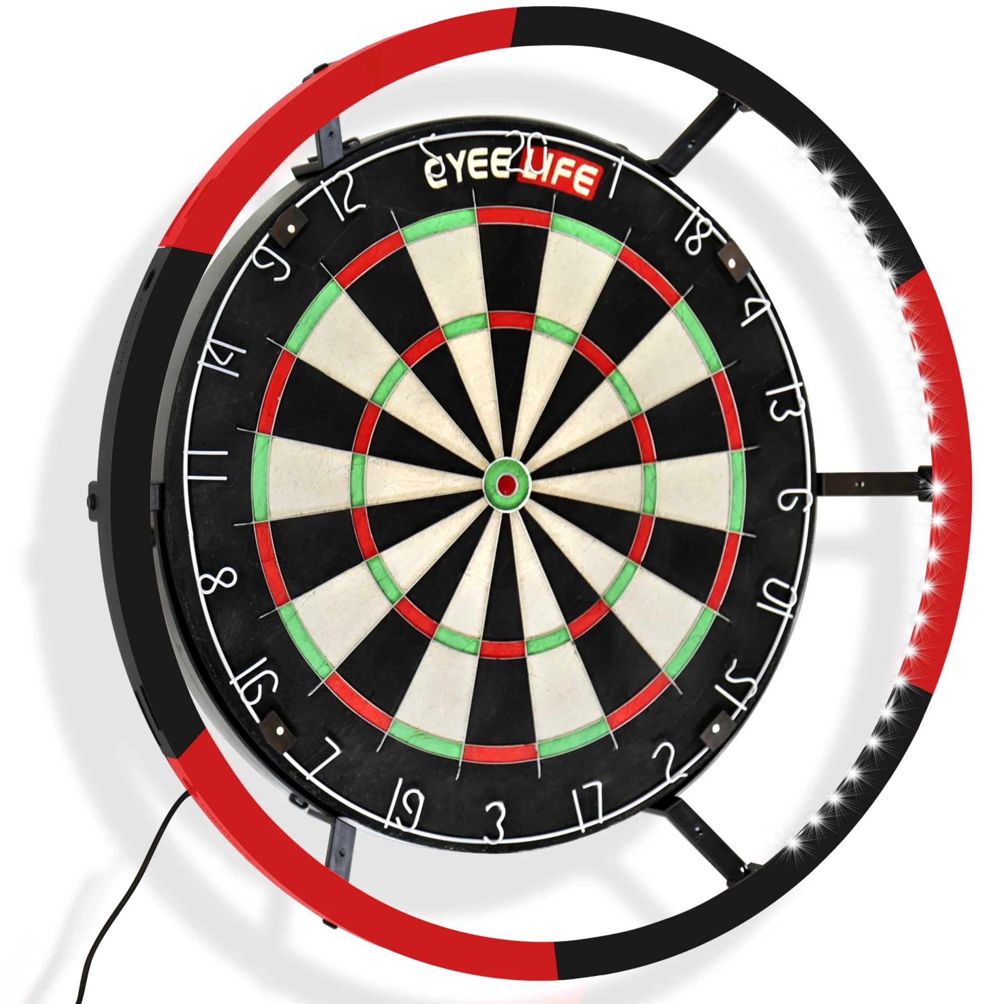 CyeeLife Premium Black & Red LED Dartboard Lighting Ring – 360° Shadow-Free Illumination System
