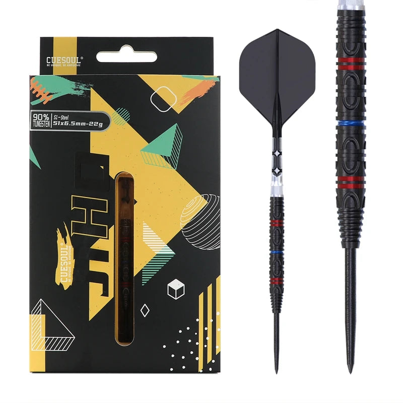 CUESOUL JIHO S1 22g/24g Steel Tip Darts 90% Tungsten Dart Set with Titanium Coated and Unifying ROST T19 Flight