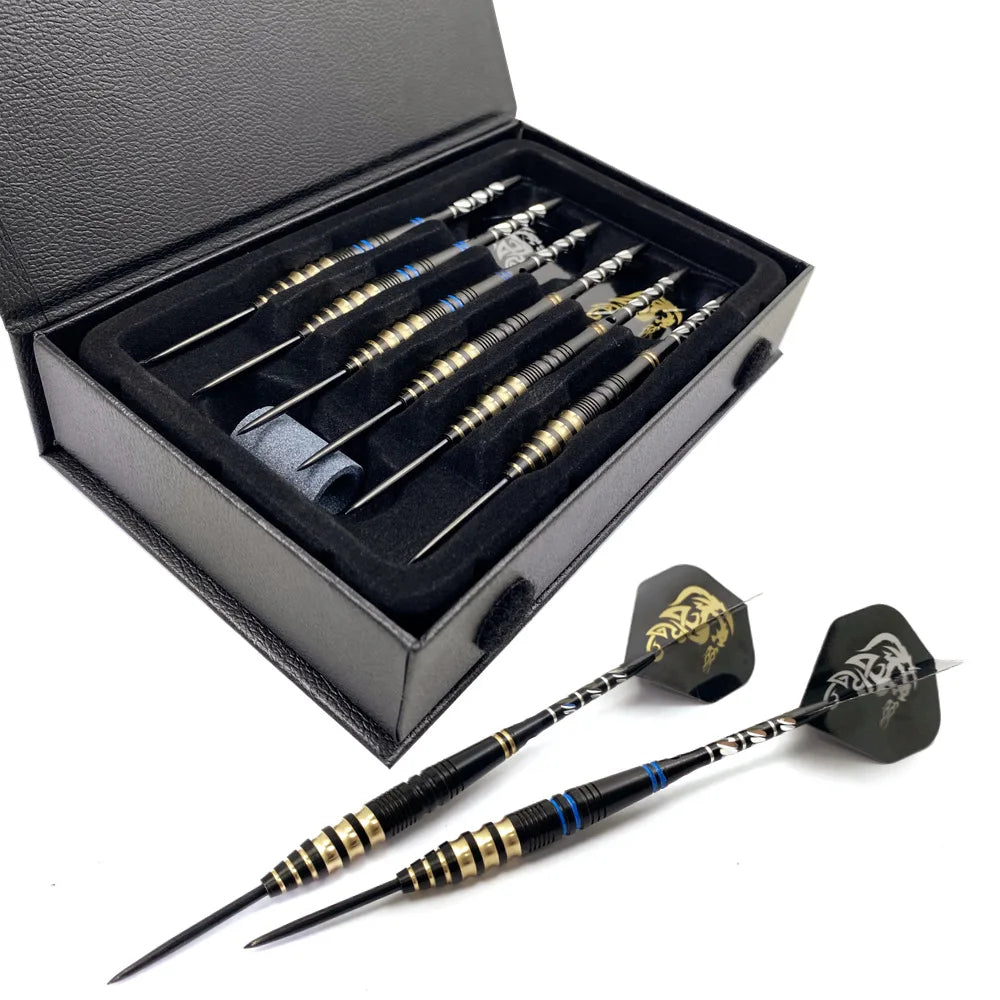 Elite 6-Piece 23g Tungsten Steel Tip Darts Set with Premium Gift Case