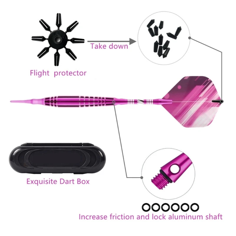 Premium Soft Tip Darts Set – Aluminium Shafts, Brass Barrels & PET Flights with Storage Case